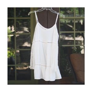 En Créme Lace White Dress with Bell Sleeves